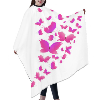 Personality  Colorful Vector Illustration Of Beautiful Pink Butterflies Isolated On White Background Hair Cutting Cape