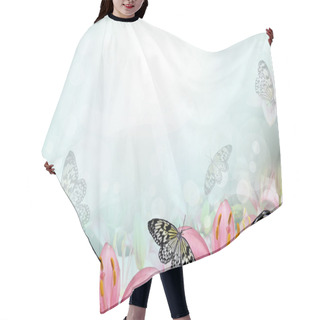 Personality  Fresh Spring Background With Flowers And Butterflies Hair Cutting Cape