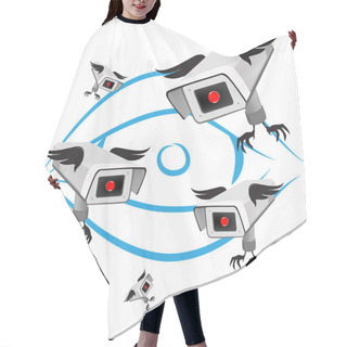 Personality  Vector Surveillance Cameras With Wings Hair Cutting Cape