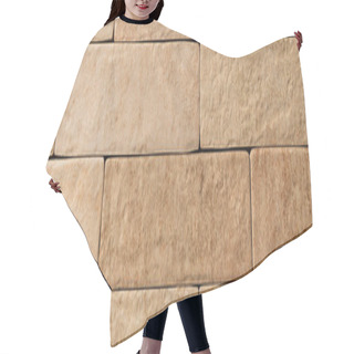 Personality  Light Brown, Brick Wall Background, Top View, Banner Hair Cutting Cape
