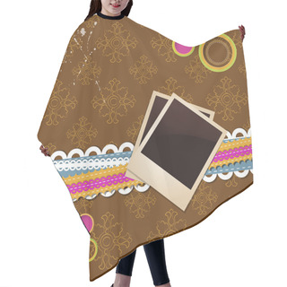 Personality  Two Blank Aged Photo Frames On Brown Background With Bright Elements Hair Cutting Cape