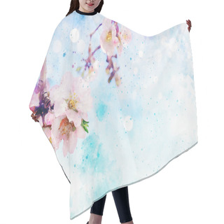 Personality  Watercolor Style And Abstract Image Of Cherry Tree Flowers Hair Cutting Cape