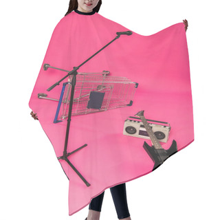 Personality  Electric Guitar And Tape Recorder  Hair Cutting Cape