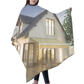 Personality  House With Terrace In The Evening Hair Cutting Cape
