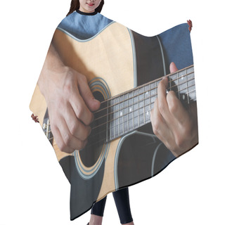 Personality  Man Performing Song On Acoustic Guitar Hair Cutting Cape