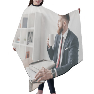 Personality  Businessman With Documents And Folders  Hair Cutting Cape