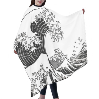 Personality  An Oriental Japanese Great Wave In A Vintage Retro Engraved Etching Style Eps 10 Hair Cutting Cape