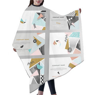 Personality  Set Of Creative Cards With Geometric Shapes Hair Cutting Cape