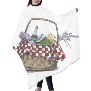 Personality  Picnic Basket With Snack. Hand Drawn. Vector Illustration. Hair Cutting Cape