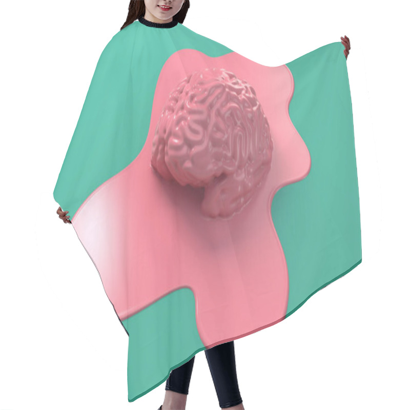 Personality  A Sylised Concept Of A Human Brain Melting Into A Puddle Of Liquid On A Green Background - 3D Render Hair Cutting Cape