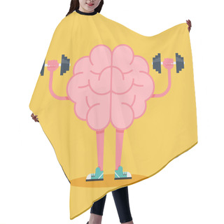 Personality  Brain Training With Dumbbell Flat Design. Creative Idea Concept Hair Cutting Cape