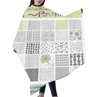Personality  Set Of Seamless Doodle Patterns Hair Cutting Cape