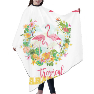 Personality  Tropical Graphic Design - Flamingo And Tropical Flowers - For T-shirt Hair Cutting Cape