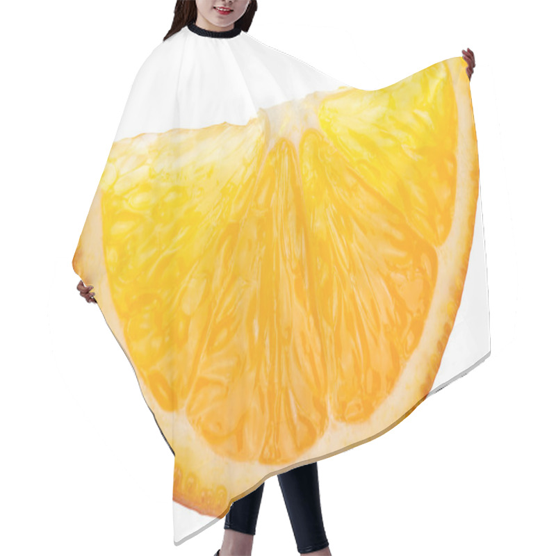Personality  Orange Slice Over White Background. Hair Cutting Cape