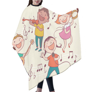 Personality  Kids Playing Instruments Hair Cutting Cape