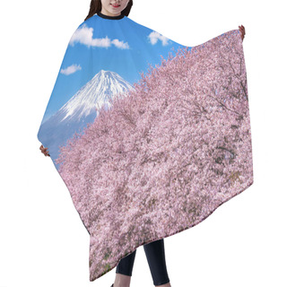 Personality  Fuji Mountains And  Cherry Blossoms In Spring, Japan. Hair Cutting Cape