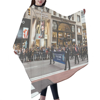 Personality  NEW YORK, USA - OCTOBER 8, 2018: City Parade On Street In New York, Usa Hair Cutting Cape