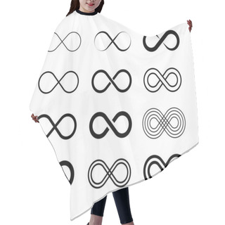 Personality  Infinity Symbol Big Set. Unlimited Infinity, Endless, Logos. Vector Illustration. Hair Cutting Cape
