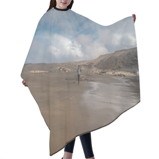 Personality  Young Man Walking On La Pared Beach. Fuerteventura. Canary Islands. Hair Cutting Cape