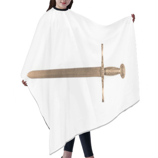 Personality  Golden Sword Isolated On White Background Hair Cutting Cape