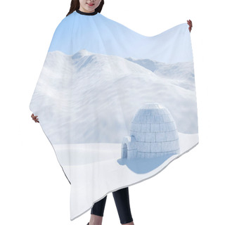 Personality  Igloo Isolated In Snowfield With Snowy Mountain, Arctic Landscape Scene Hair Cutting Cape