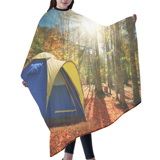 Personality  Two Tents In The Autumn Forest Hair Cutting Cape