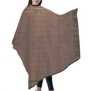 Personality  Top View Of Empty Brown Bamboo Mat On Wooden Table Hair Cutting Cape