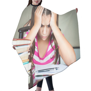 Personality  Angry And Tired Schoolgirl Studying Hair Cutting Cape