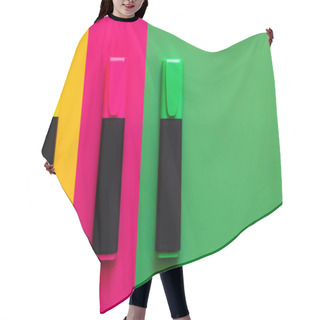 Personality  Flat Lay Of Colorful Marker Pens On Multicolored Background  Hair Cutting Cape