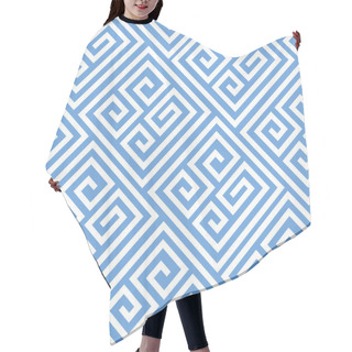 Personality  Seamless Geometric Pattern. Line Pattern In White And Blue Colour. Classy Maze Design. Trendy Simple Swirl Pattern. Fashionable Design For Textiles And Interiors. Hair Cutting Cape