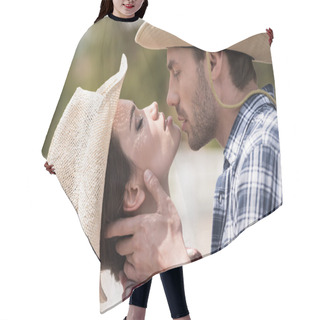 Personality  Young Sensual Cowboy Style Couple Hair Cutting Cape