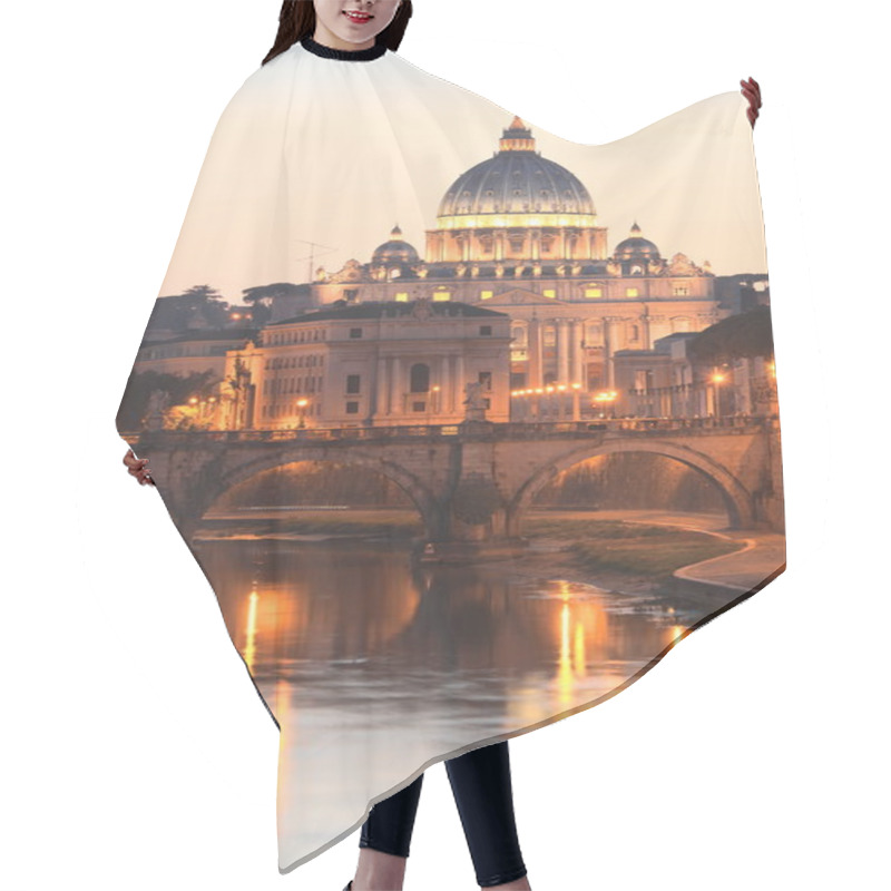 Personality  Picturesque Landscape Of St. Peters Basilica Over Tiber In Rome, Italy Hair Cutting Cape