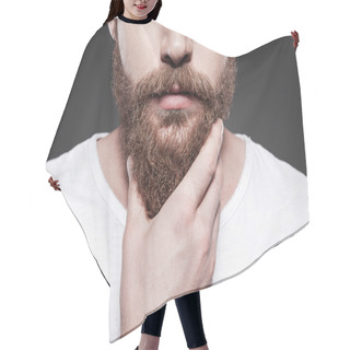 Personality  Young Bearded Man Touching His Beard Hair Cutting Cape