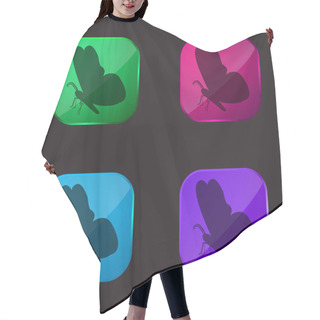 Personality  Black Butterfly Shape From Side View Four Color Glass Button Icon Hair Cutting Cape