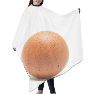 Personality  Fresh Chicken Egg On White Background. Isolated Brown Egg. Hair Cutting Cape