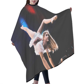 Personality  Flexible Girl Doing Handstand While Performing In Arena Of Circus  Hair Cutting Cape