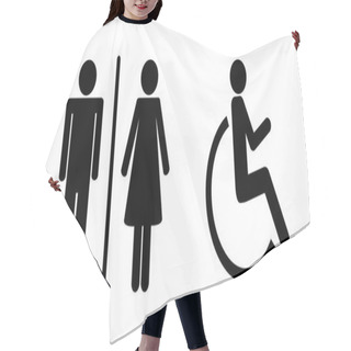 Personality  Set Of WC Icons Isolated On A White Background Male Female And Handicapped Person Toilet Sign Pictogram Hair Cutting Cape