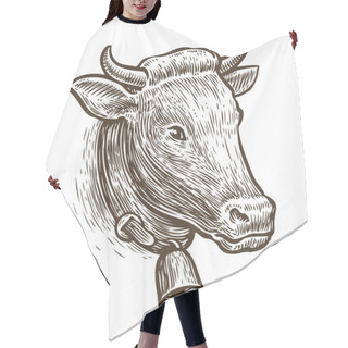 Personality  Cow Sketch. Hand Drawn Vintage Vector Illustration Isolated On White Background Hair Cutting Cape