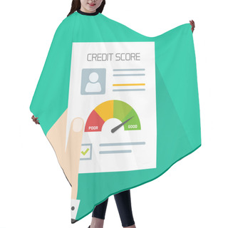 Personality  Credit Score Document Vector Concept, Hand Holding Personal Data Report Hair Cutting Cape