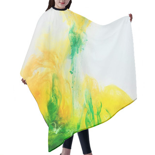 Personality  Abstract Texture With Green And Yellow Paint Flowing In Water Hair Cutting Cape