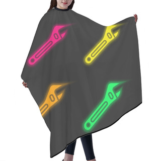 Personality  Adjustable Spanner Four Color Glowing Neon Vector Icon Hair Cutting Cape