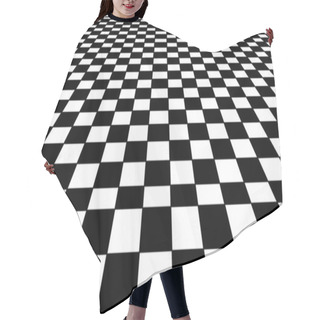 Personality  Graphic Grid Perspective Chess Background. Black Silhouette On A White Background. Hair Cutting Cape