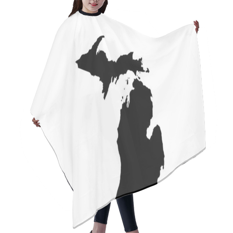 Personality  Michigan state map silhouette in the United States hair cutting cape