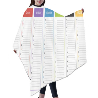 Personality  Week Planning Calendar In Colors Of The Day In Czech Language Hair Cutting Cape
