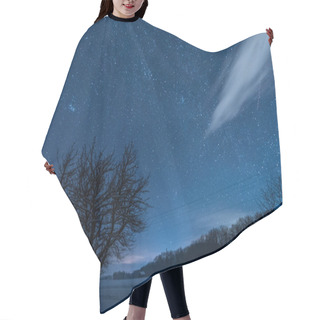 Personality  Starry Dark Sky And Tree In Carpathian Mountains At Night In Winter Hair Cutting Cape