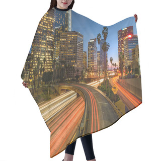 Personality  Downtown Los Angeles At Night With Car Traffic Light Trails Hair Cutting Cape