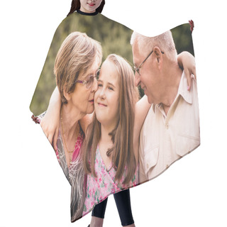 Personality  Child With Grandparents Hair Cutting Cape