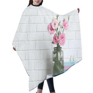 Personality  Beautiful Flowers With Books On Brick Wall Background Hair Cutting Cape