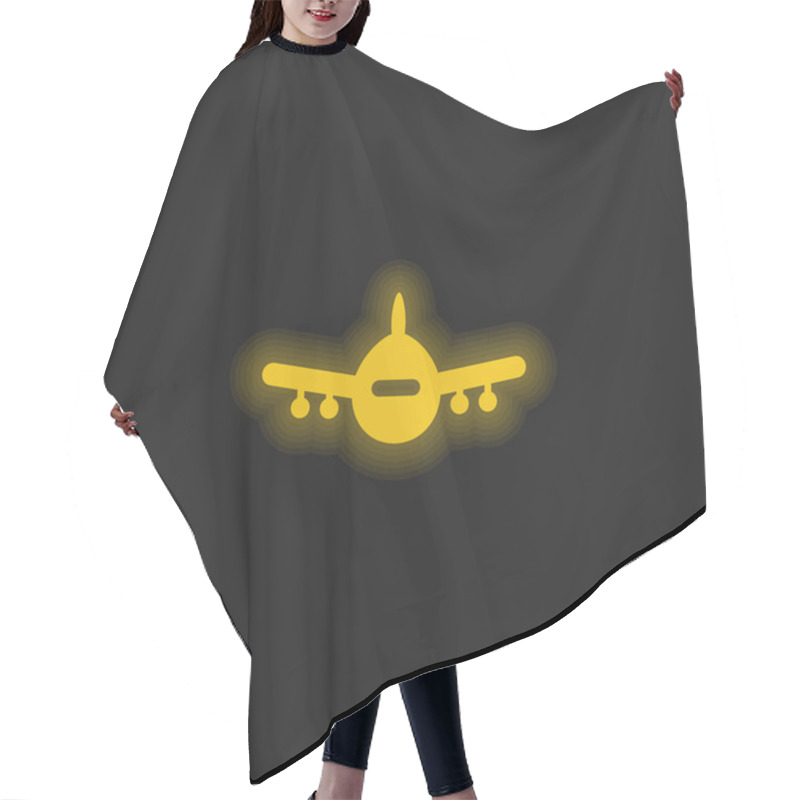 Personality  Airplane Front View yellow glowing neon icon hair cutting cape