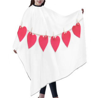 Personality  Red Hearts Paper Cut With Clothespins Hair Cutting Cape